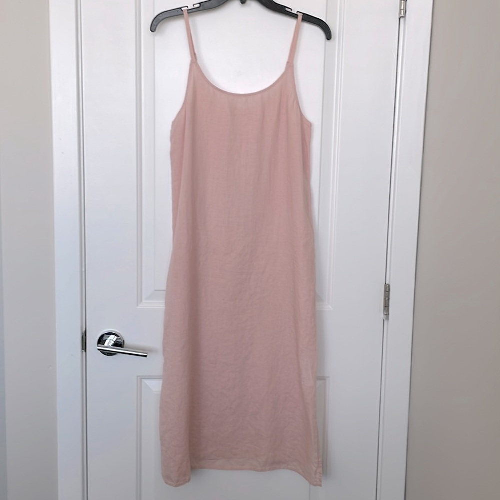 NWT - Eileen Fisher Petites Pink Linen Slip Dress - Sz Small